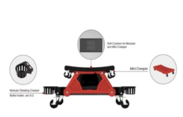 Мобильный стул детейлера со сьемной банкеткой, 2в1, Modular Detailing Creeper
