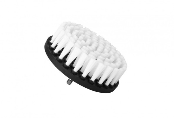 Щетка для чистки ковров, мягкая, крепление под дрель. Диаметр 10 см. Белая мягкая