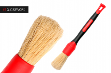 Кисть с прорезиненной ручкой 27мм натуральный ворс белый. Glosswork Premium Detailing Brush