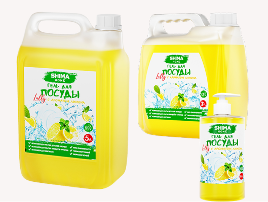 Гель для мытья посуды с ароматом лимона 3л. SHIMA HOME "LOLLY"_ЛИМОН